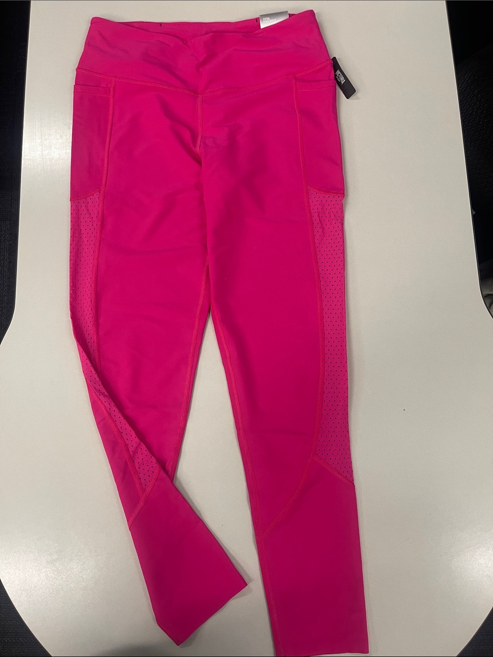 Hot Pink Women's High-Rise Mesh Panel Leggings